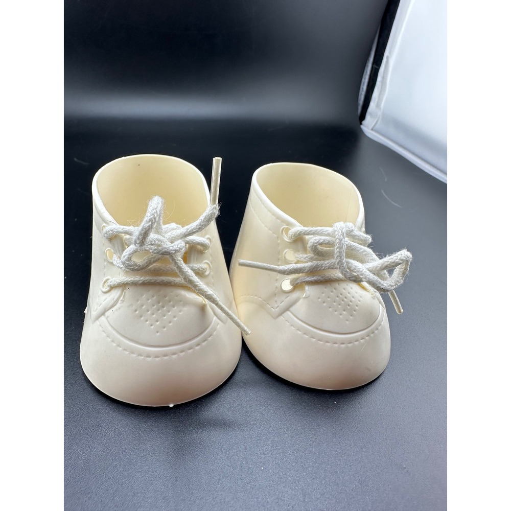 Vtg 1980s Jesmar Cabbage Patch Kids Spain Diamond White Lace Up Doll Shoes RARE